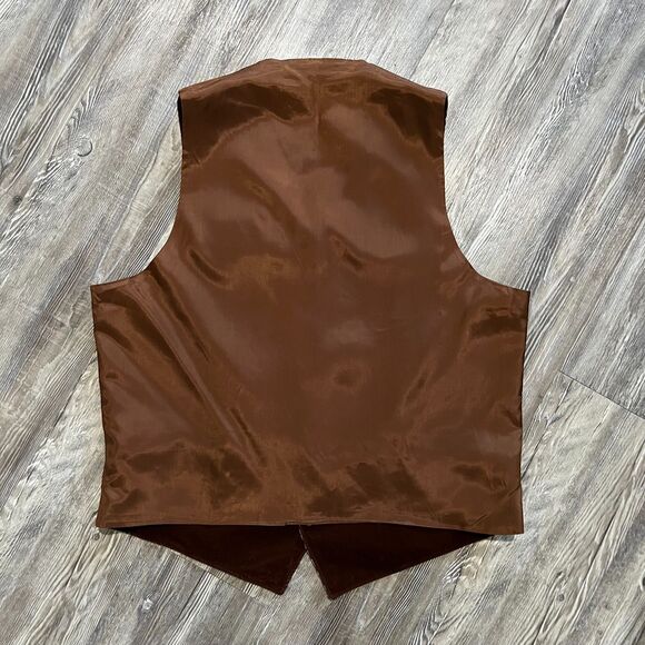 Vintage Reversible Brown Velvet Gingham Vest M - Picture 3 of 8